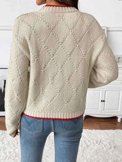 Women’s Pullover Sweater - Knit - Relaxed Fit - Round Neck - Long Sleeves