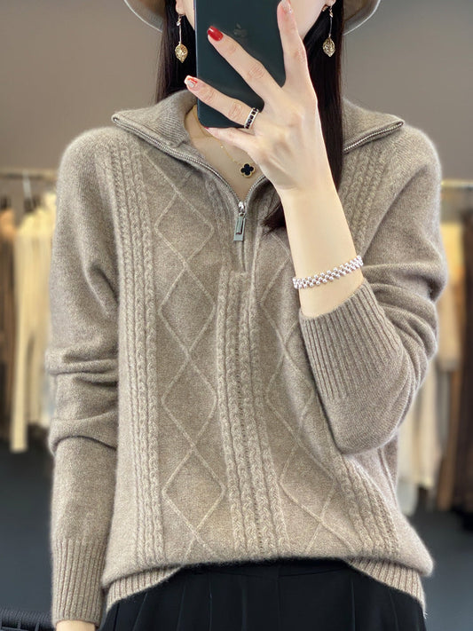 Pullover Zip Neck Top