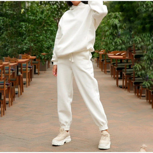 Soft Fleece Blend Oversized Hoodie Tracksuit Set 