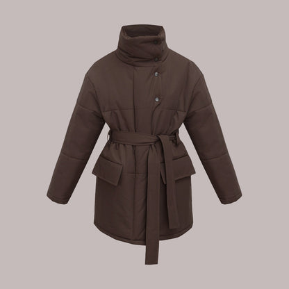 Women’s Jacket - Cotton - Oversized Fit - High Collar - Belted Waist