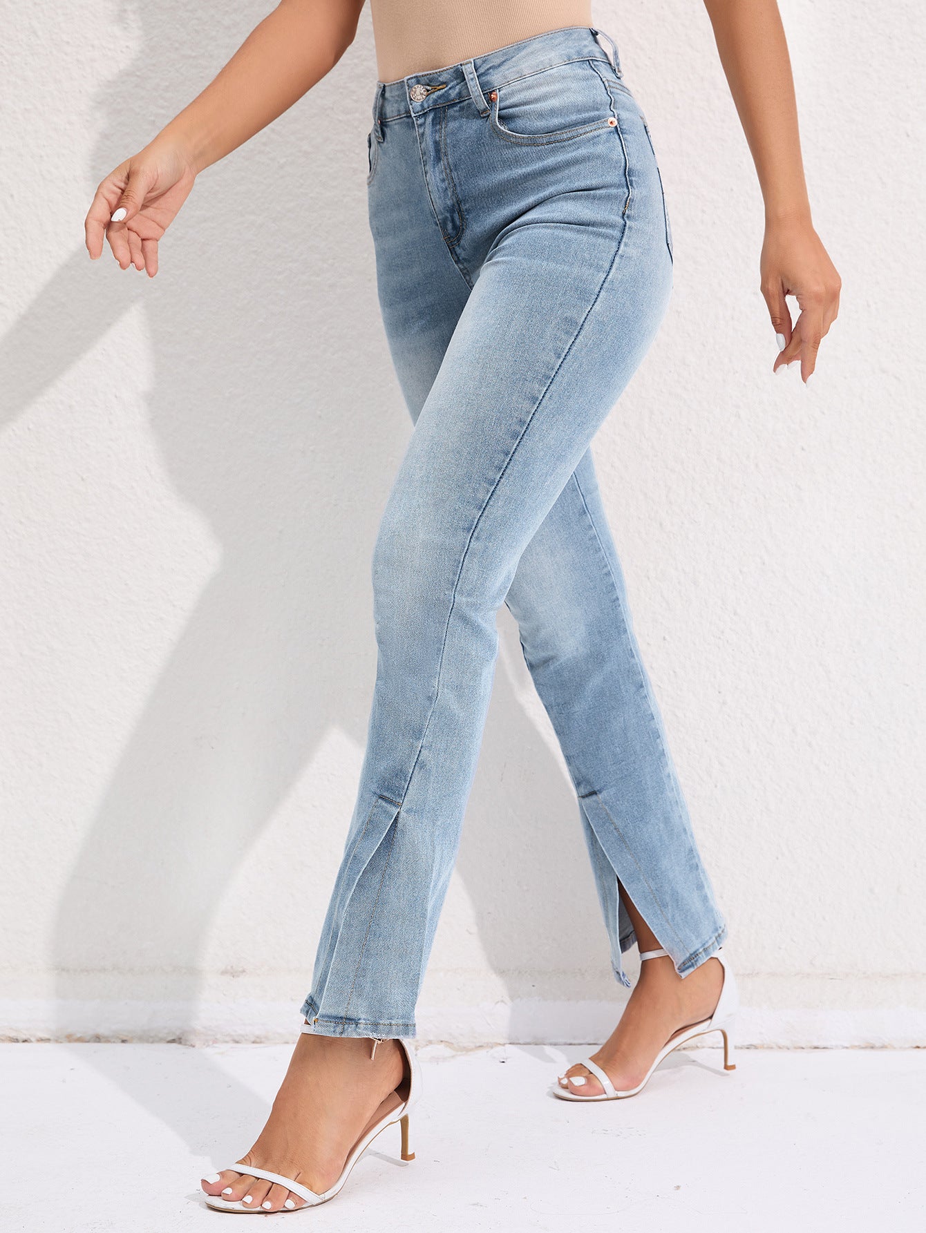 Nasha - mid rise slit bootcut jeans