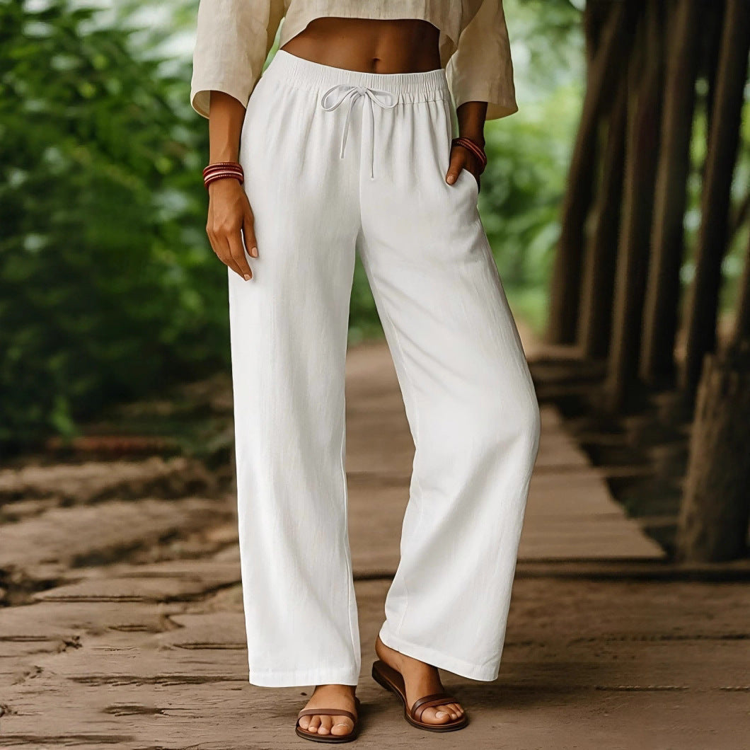 Breathable Cotton Linen Relaxed Wide Leg Pants 