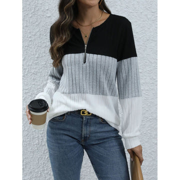 Katrina - color block casual long sleeve top