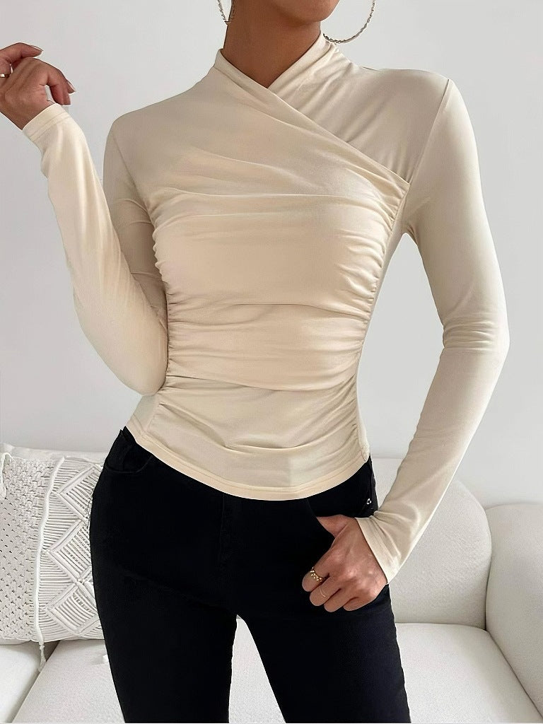 Heidi - cross-neck slim long sleeve top