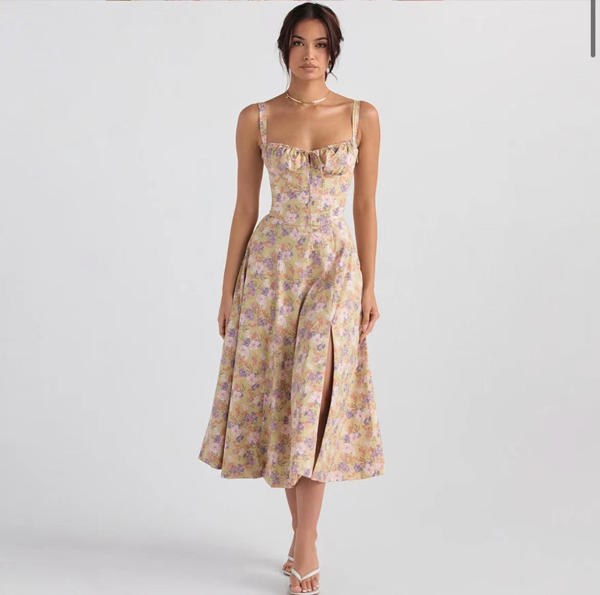 Floral Print Breathable A-Line Midi Dress