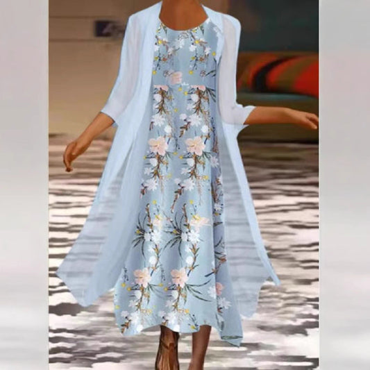 Floral Print Breathable Loose Fit Dress Set