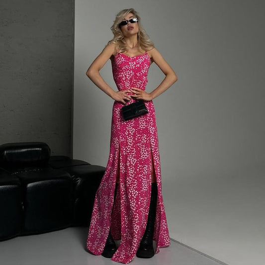 Slim Fit Floral Print Maxi Dress