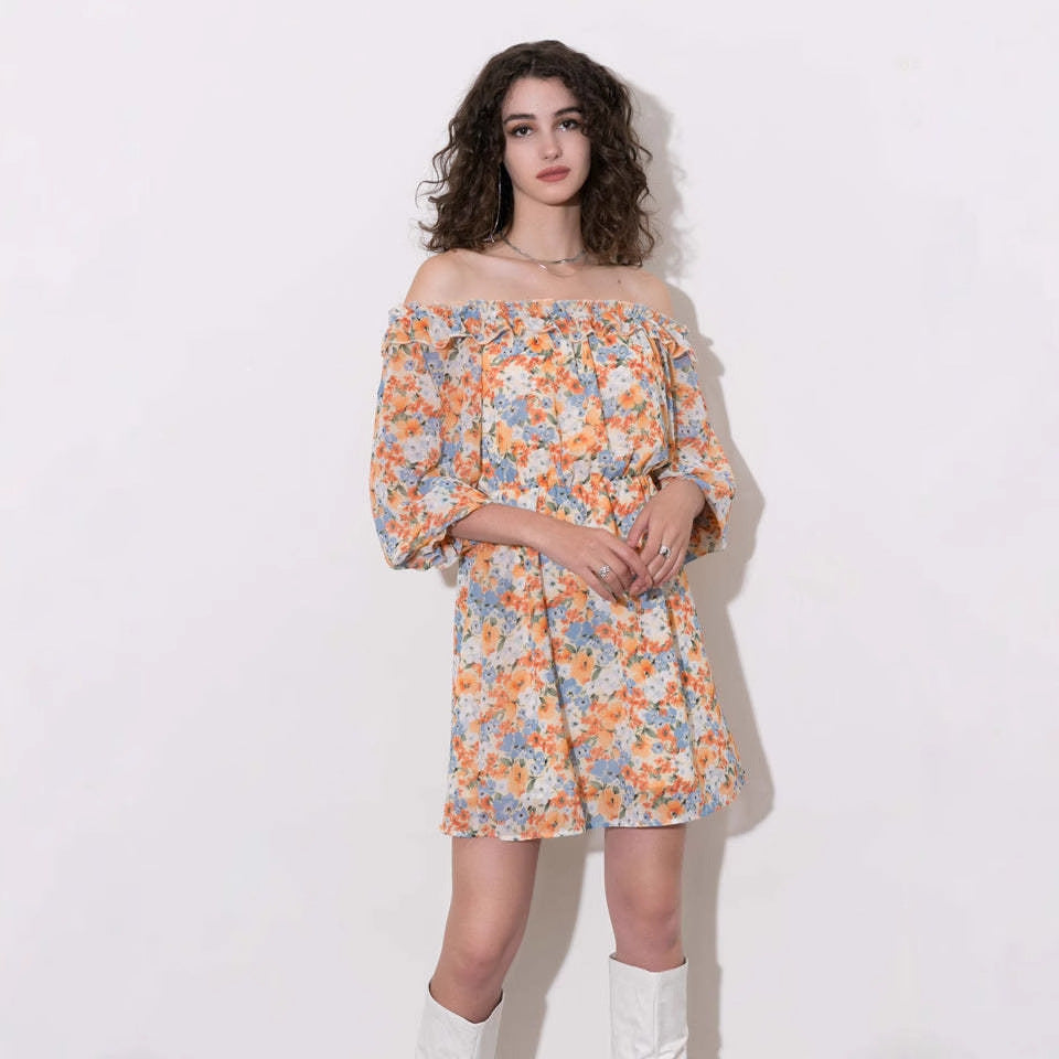 Flowy Chiffon Floral Print Mini Dress