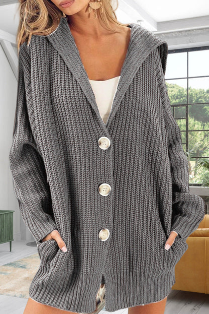 Women’s Cardigan – Oversized Fit – Wool Blend – Open Front – Long Sleeve – Pockets