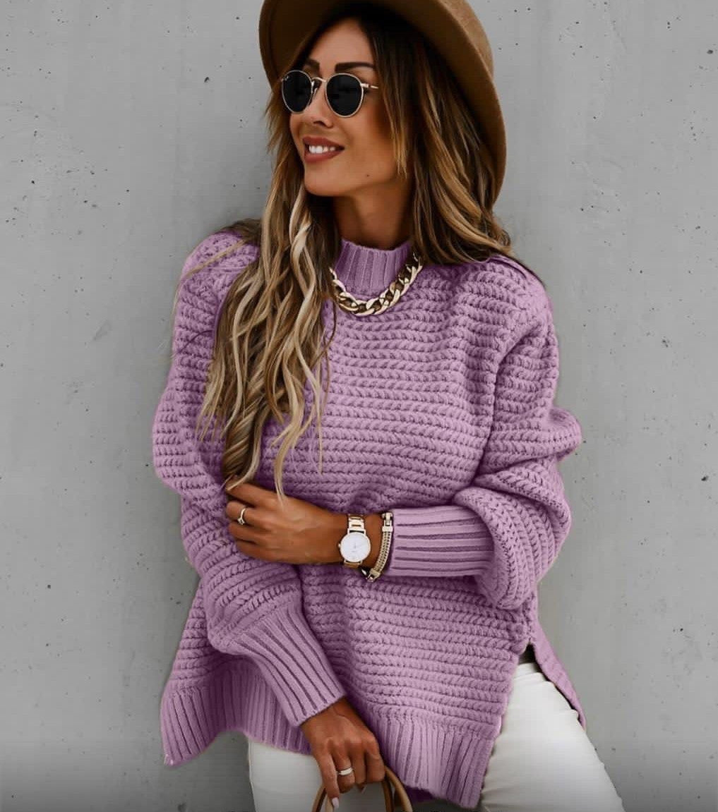 Women’s Pullover Sweater – Oversized Fit – Ribbed Knit – Cozy Textured Casual Style
