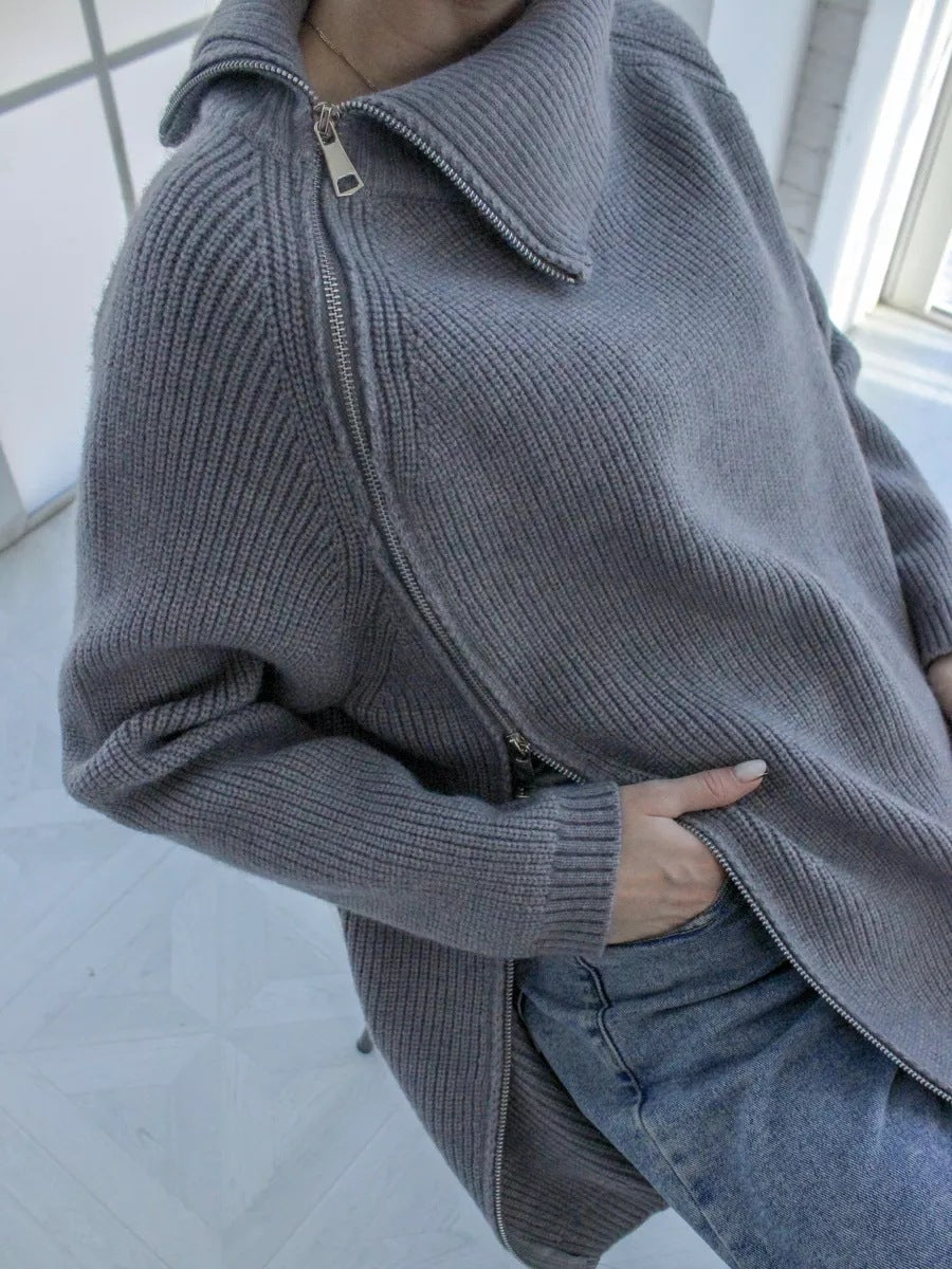 Ribbed Wool Texture Oversized Knit Pullover Sweater 