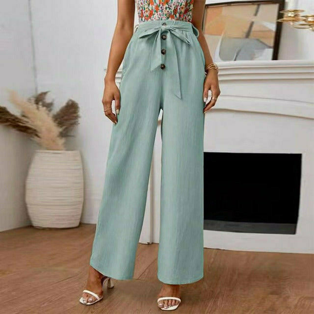 Women's plain wide leg trousers