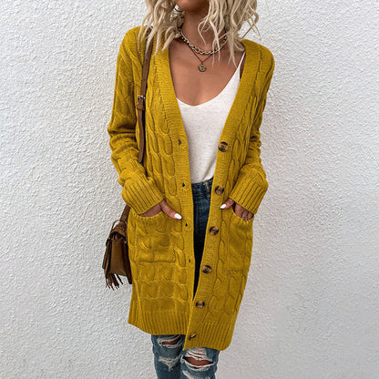 Women’s long twisted knitted sweater