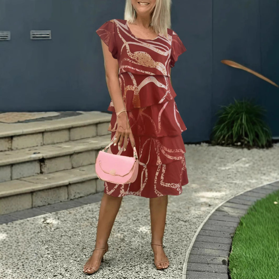 Flowy Cotton Tiered Fit Midi Dress 