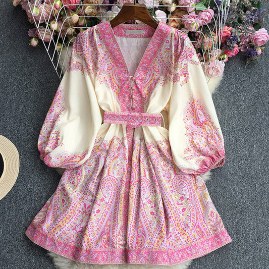 Paisley Print Belted Relaxed Maxi Dress 
