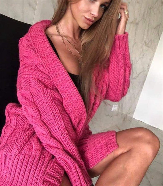 Oversized Cable Knit Wool Blend Sweater 