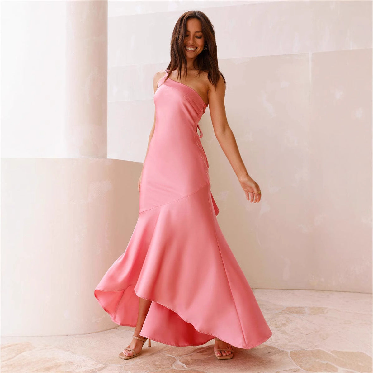 Satin One-Shoulder Mermaid Formal Dress