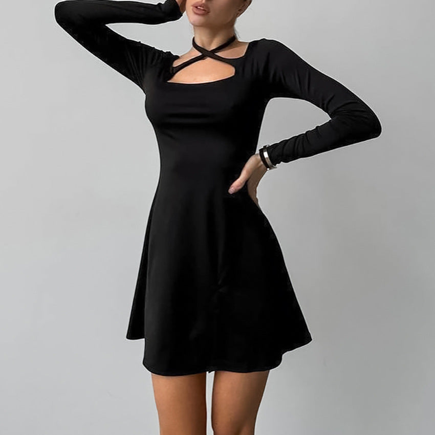 Crisscross Strap Slim Fit A-Line Dress