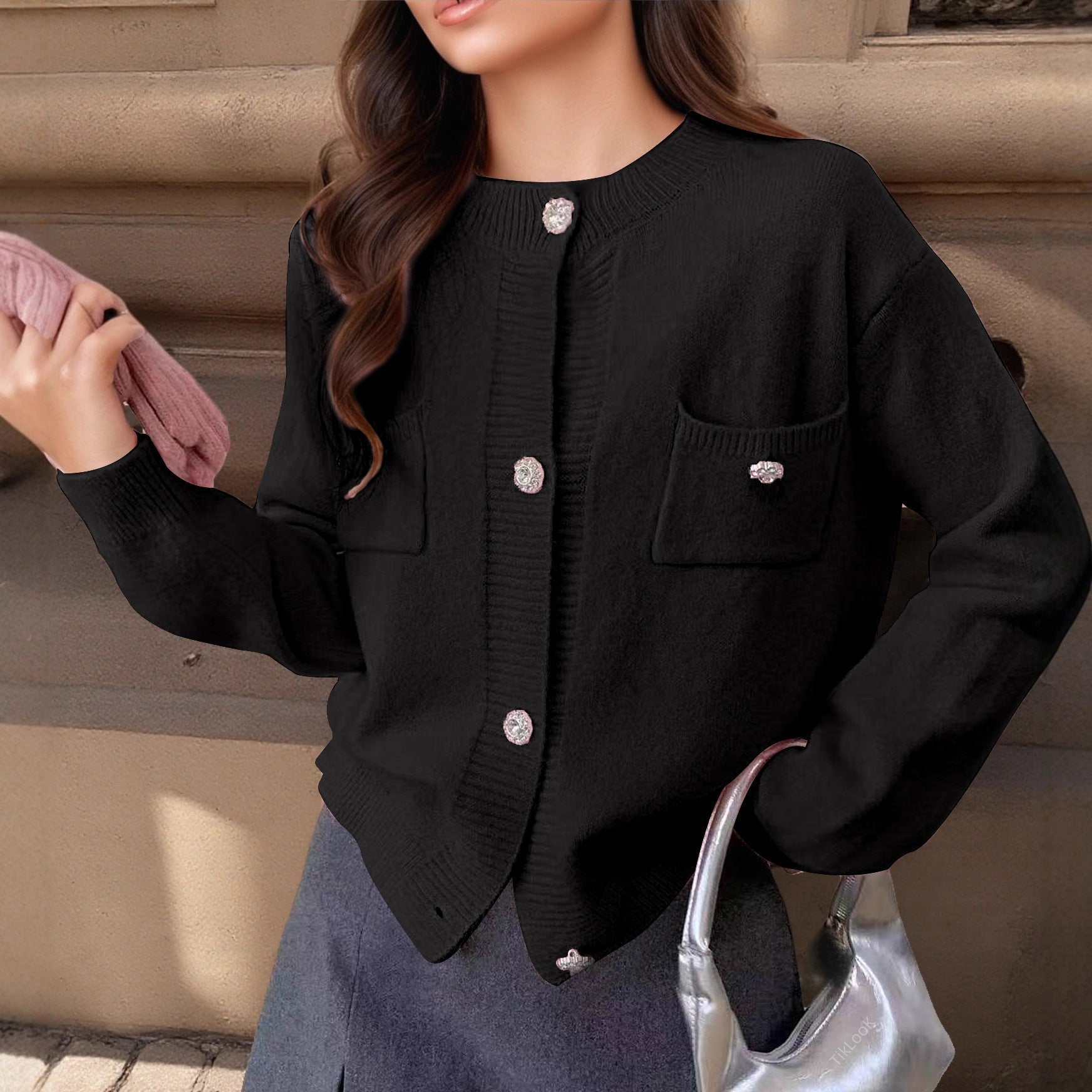 Wool Blend Relaxed Fit Knit Cardigan 