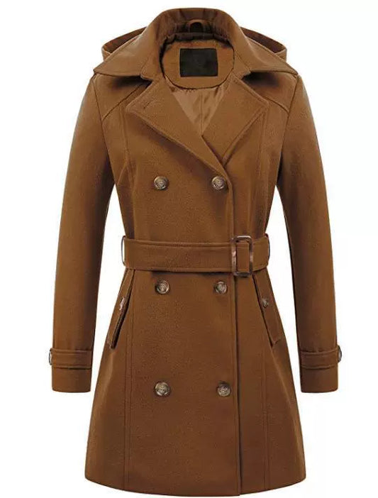 Belted Wool Blend Tailored Coat 