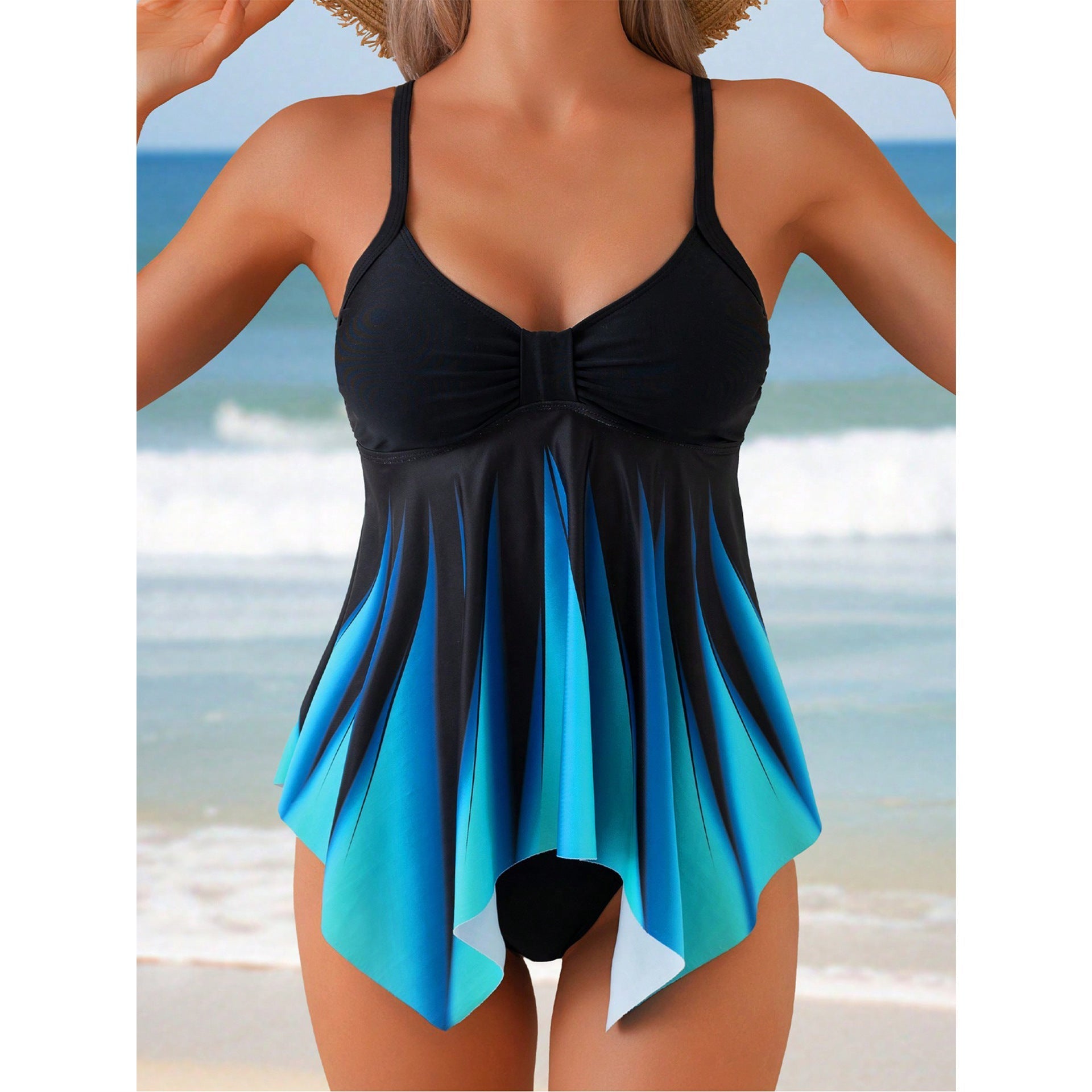 Flowing Fit Ruched V-Neck Tankini Top 