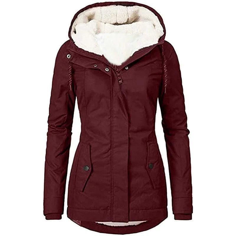 Insulated Plush Lining Semi-Fitted Parka Coat 