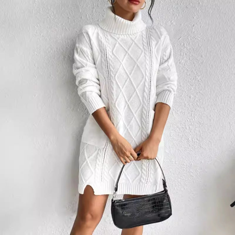 Cable Knit Slim Fit Sweater Dress