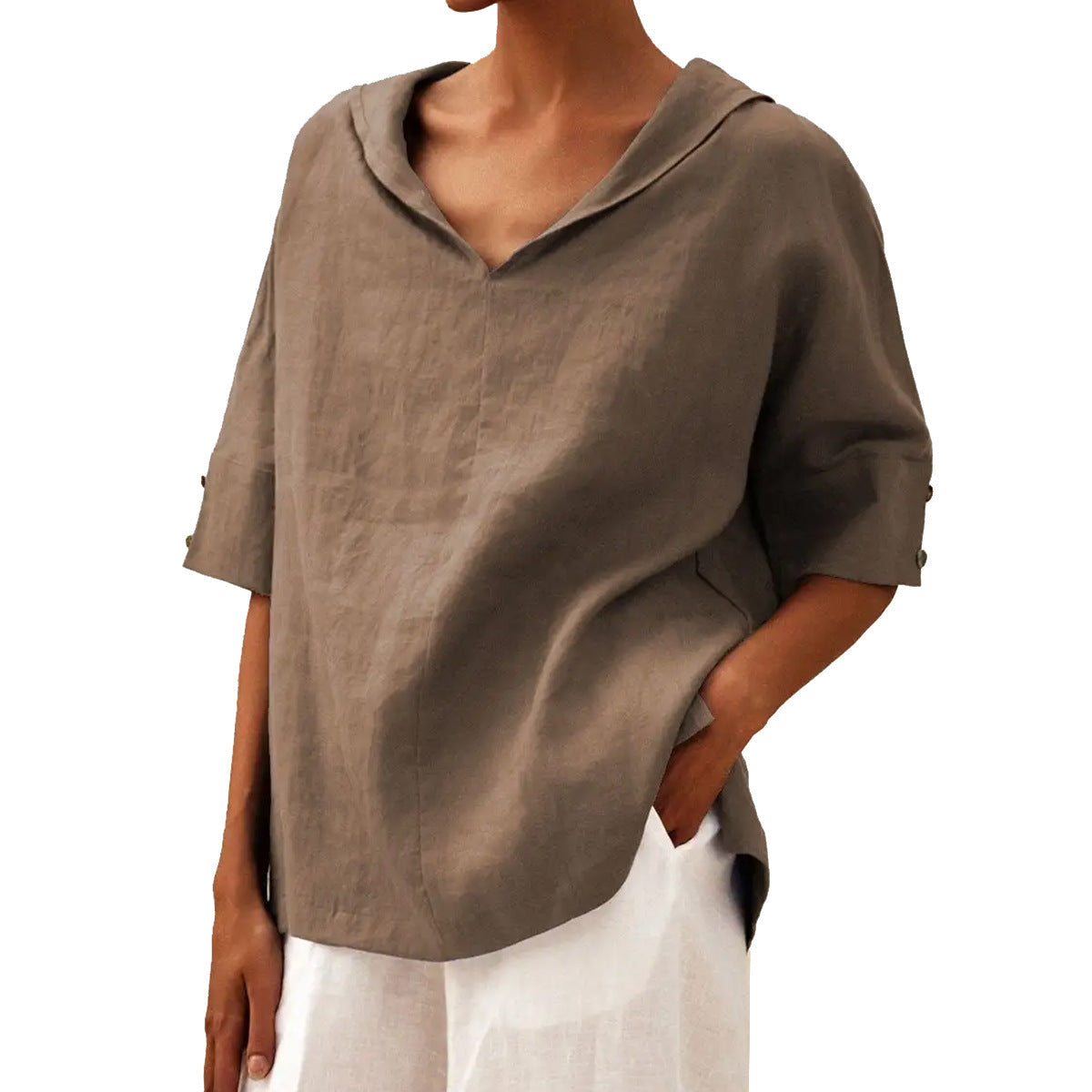 Relaxed Loose Tunic Top - Casual Half Sleeve Blouse