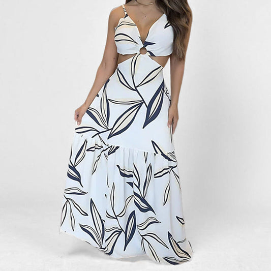 Bold Print Halter Neck Maxi Dress