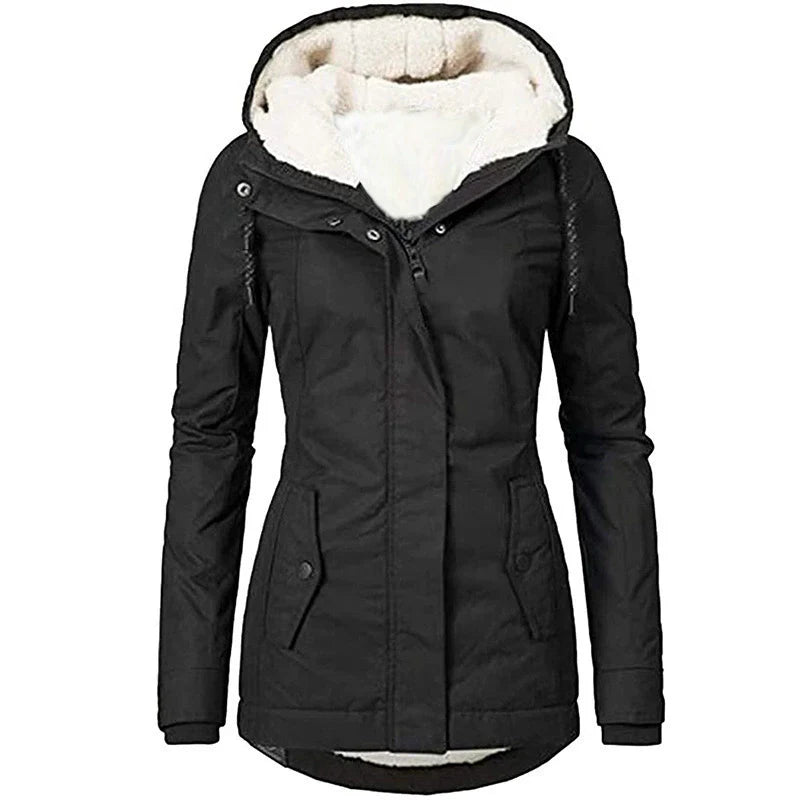 Insulated Plush Lining Semi-Fitted Parka Coat 