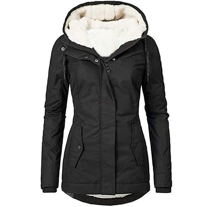 Women’s Parka Coat – Semi-Fitted – Insulated Plush Lining – Hooded – Mid-Thigh Length