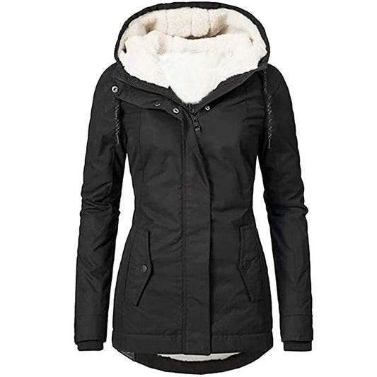 Insulated Plush Lining Semi-Fitted Parka Coat 