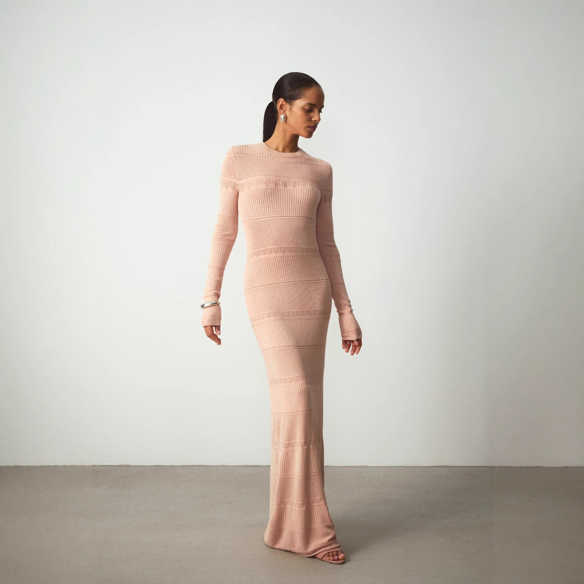 Ribbed Knit Slim Fit Maxi Dress