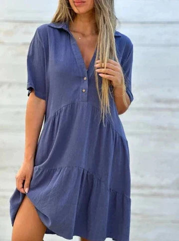 Tiered A-Line V-Neck Casual Dress