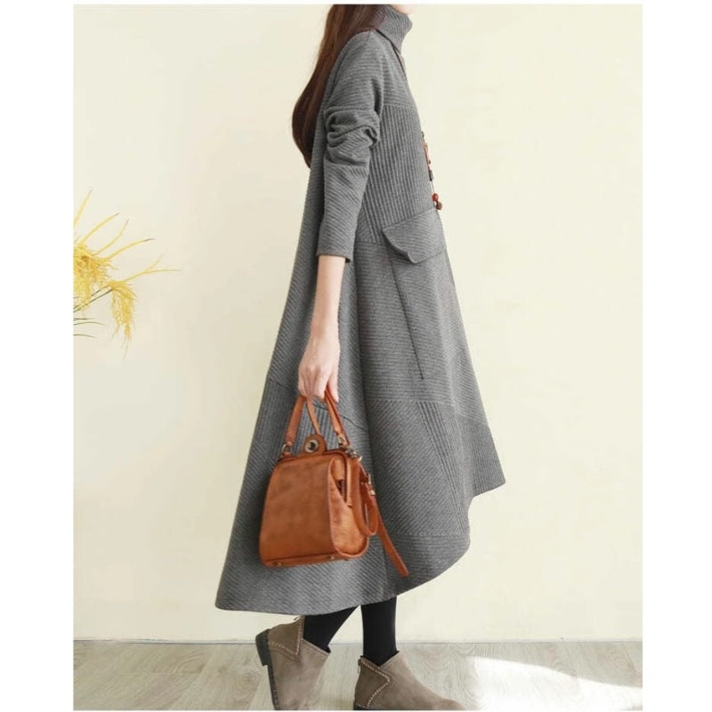 Casual Loose Fit Long Sleeve Turtleneck Sweater Dress 