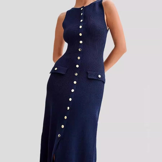 Slim Fit Button Front Midi Dress