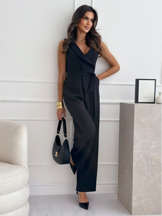 Sleeveless Waist-Decorated Jumpsuit