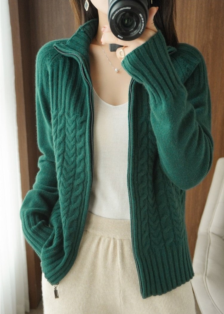 "Eleanor Hayes" Wool Knitted Zipper Vest