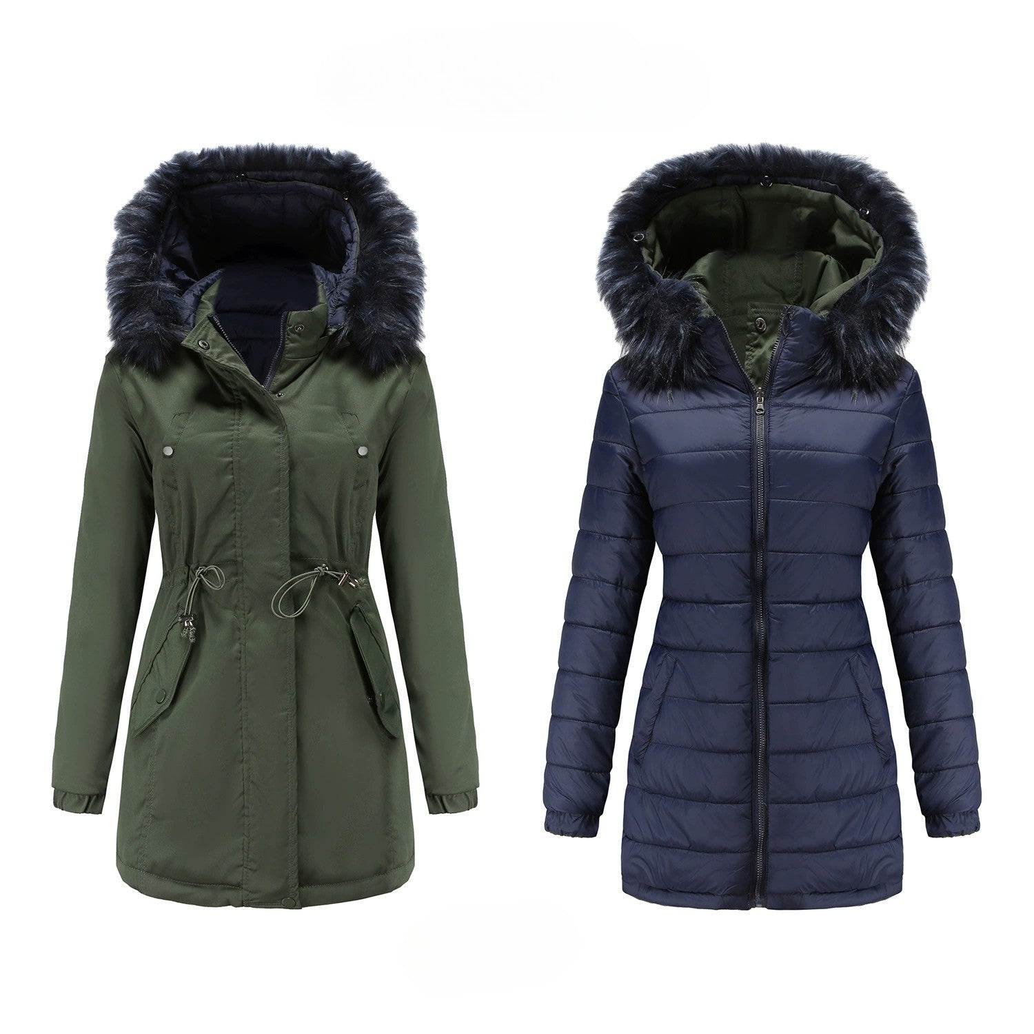 Water-Resistant Faux Fur Hood Parka Jacket 