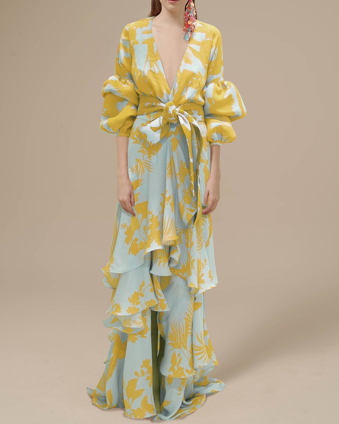Festive Women's Dress in Printed Chiffon