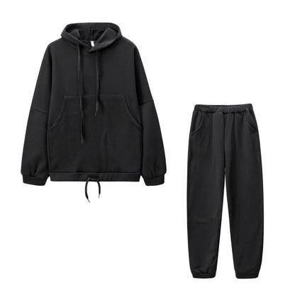 Women’s Two-Piece Loungewear Set – Oversized Hoodie with Kangaroo Pocket – Cotton Blend Joggers