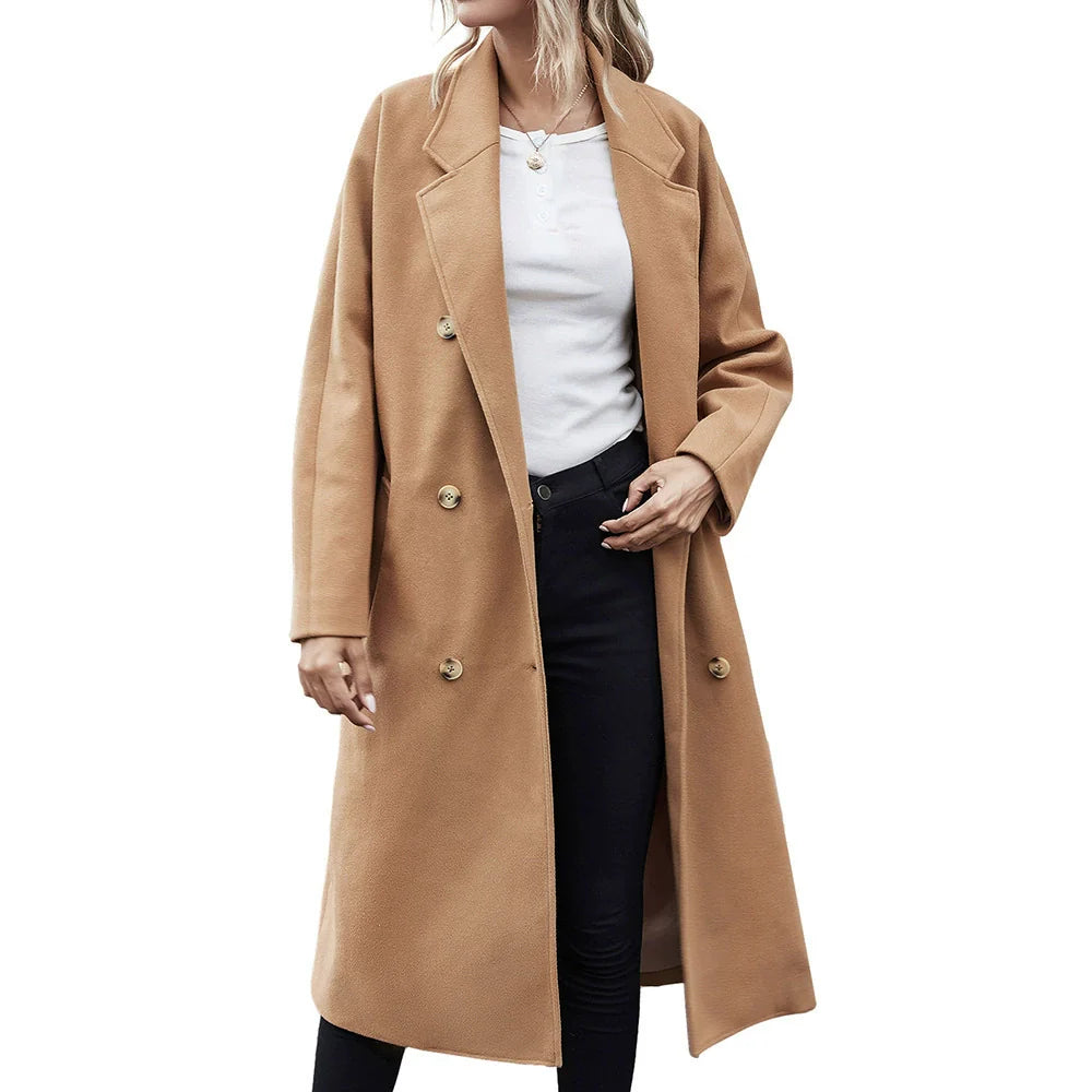 Relaxed Fit Wool Double-Breasted Coat 
