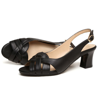 Fiona - fishbill woven block high heels