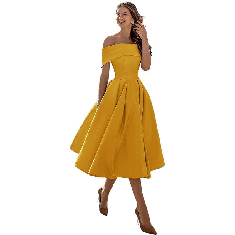 Women's off-shoulder elegant a-line dress