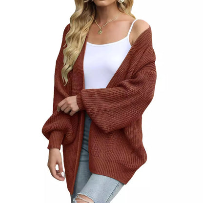 Women's balloon sleeve open-front cardigan