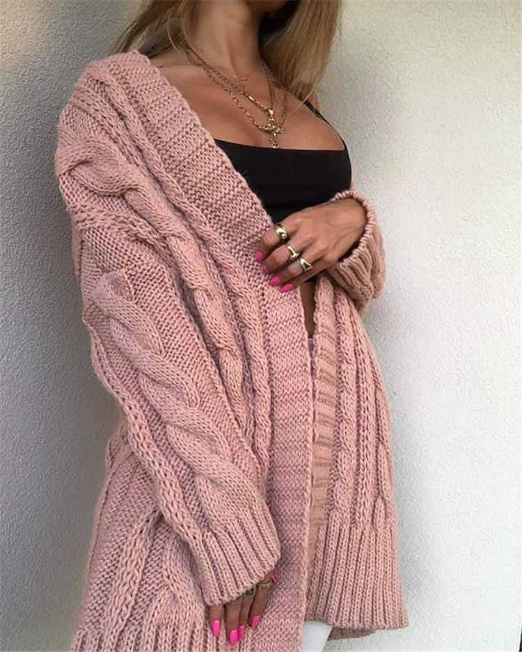 Oversized Cable Knit Wool Blend Sweater 