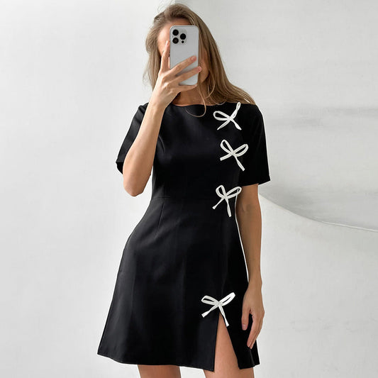 Bow Detail Mini Length A-Line Dress
