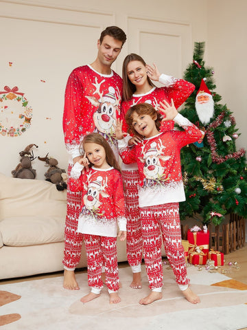 Family matching reindeer Christmas pajama set