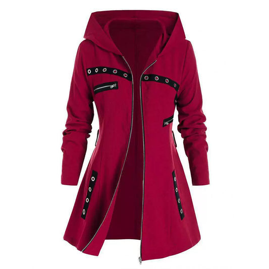 Slim Fit Asymmetrical Hem Hooded Coat 