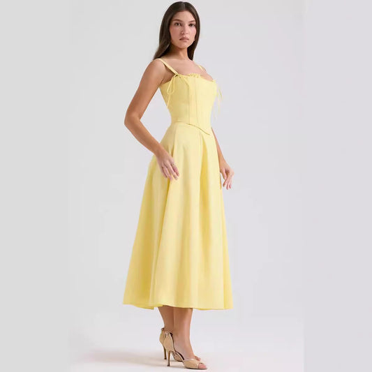 Slim Fit Corset Bodice Midi Dress